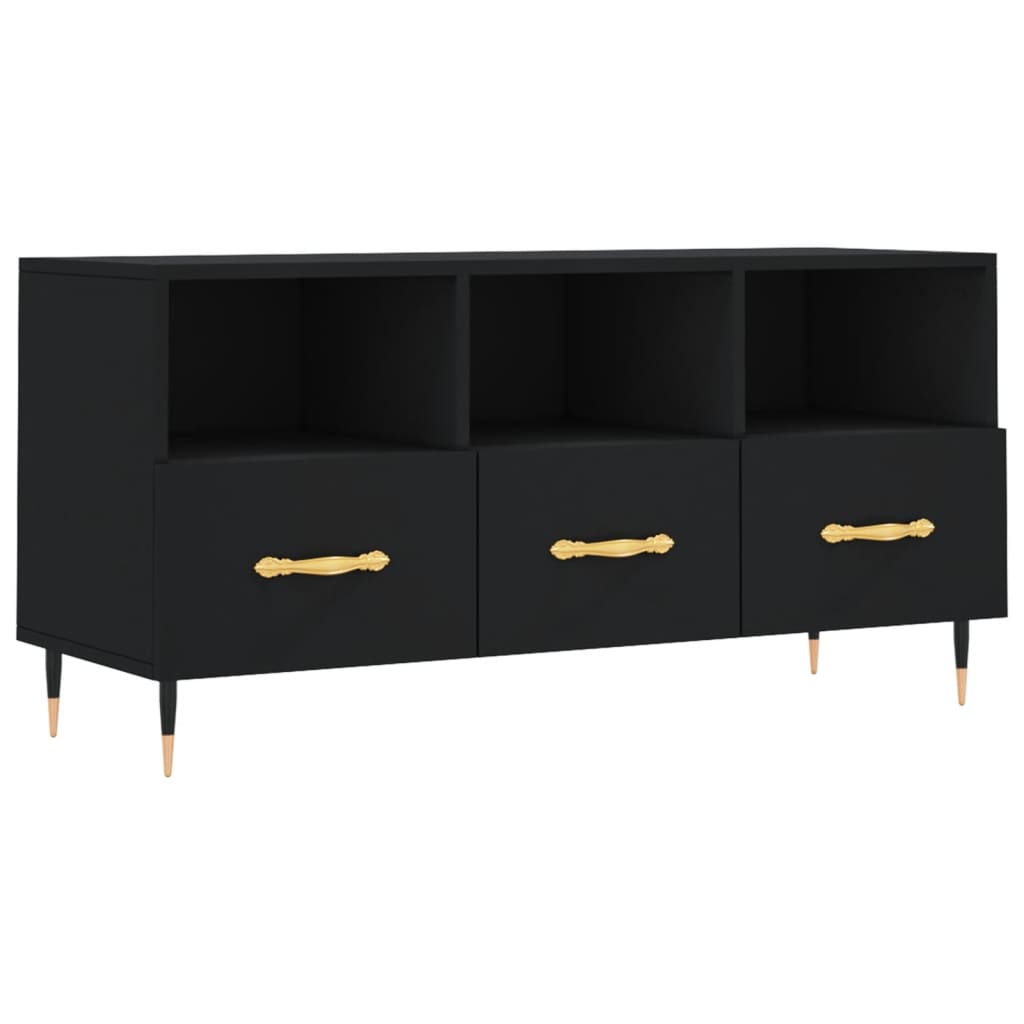 fekete szerelt fa TV-szekrény 102 x 36 x 50 cm