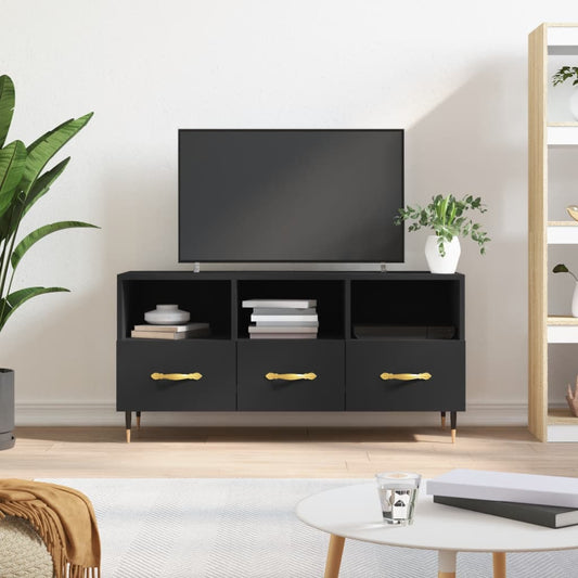 fekete szerelt fa TV-szekrény 102 x 36 x 50 cm