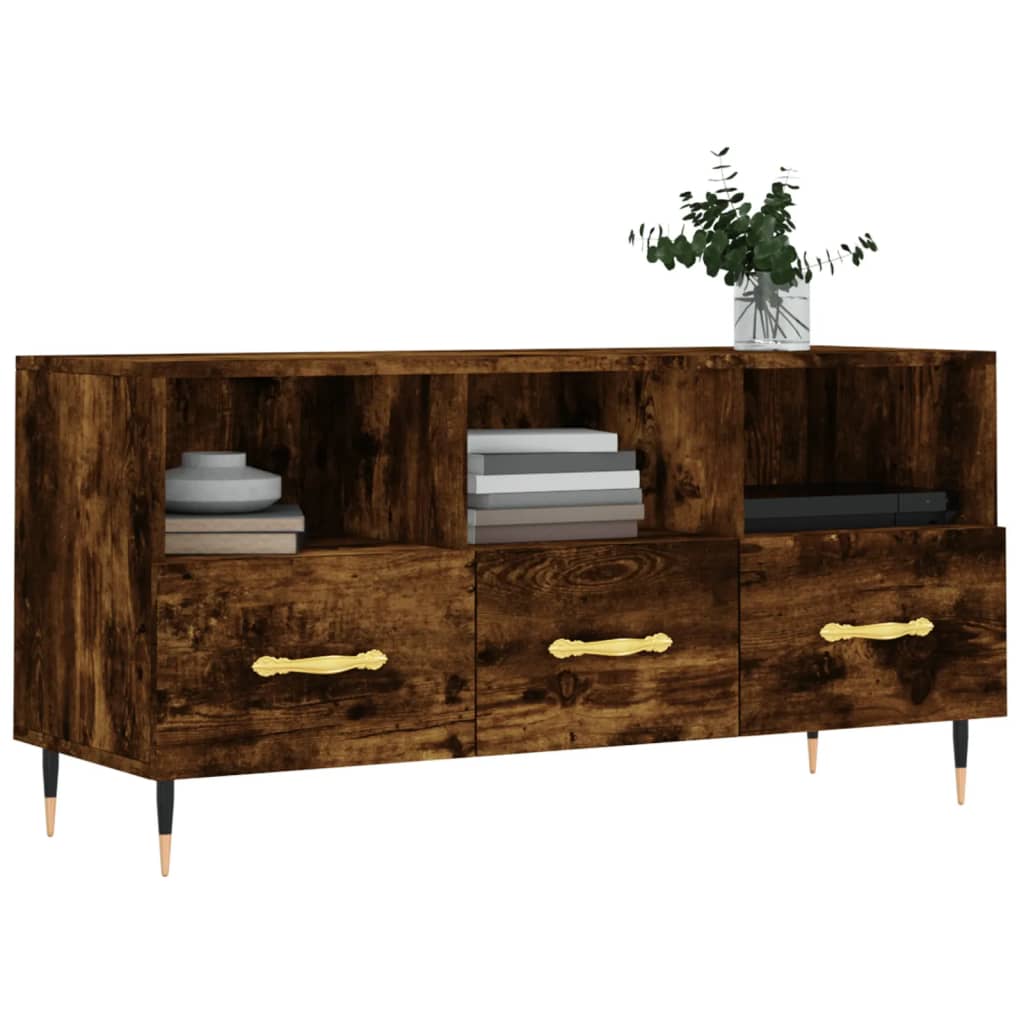 füstös tölgy színű szerelt fa TV-szekrény 102 x 36 x 50 cm