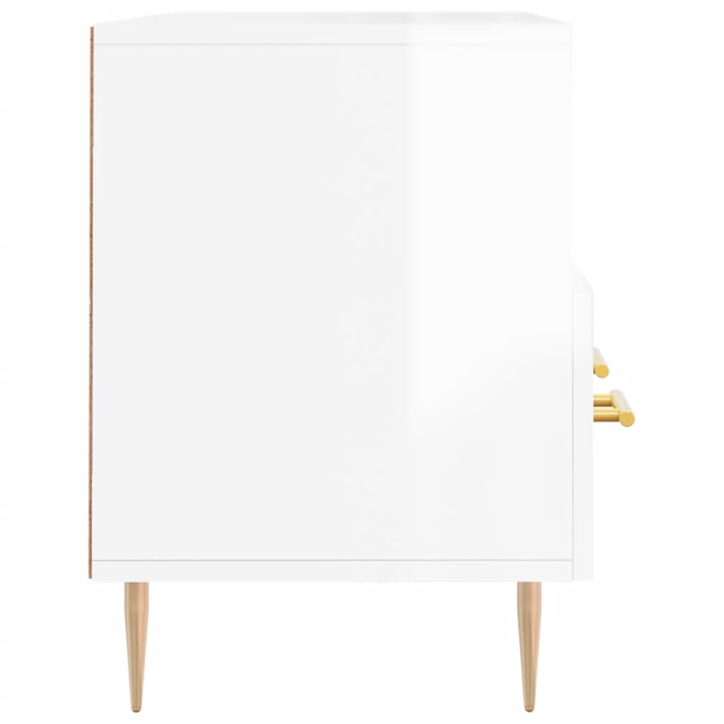 fehér magasfényű szerelt fa TV-szekrény 102x36x50 cm