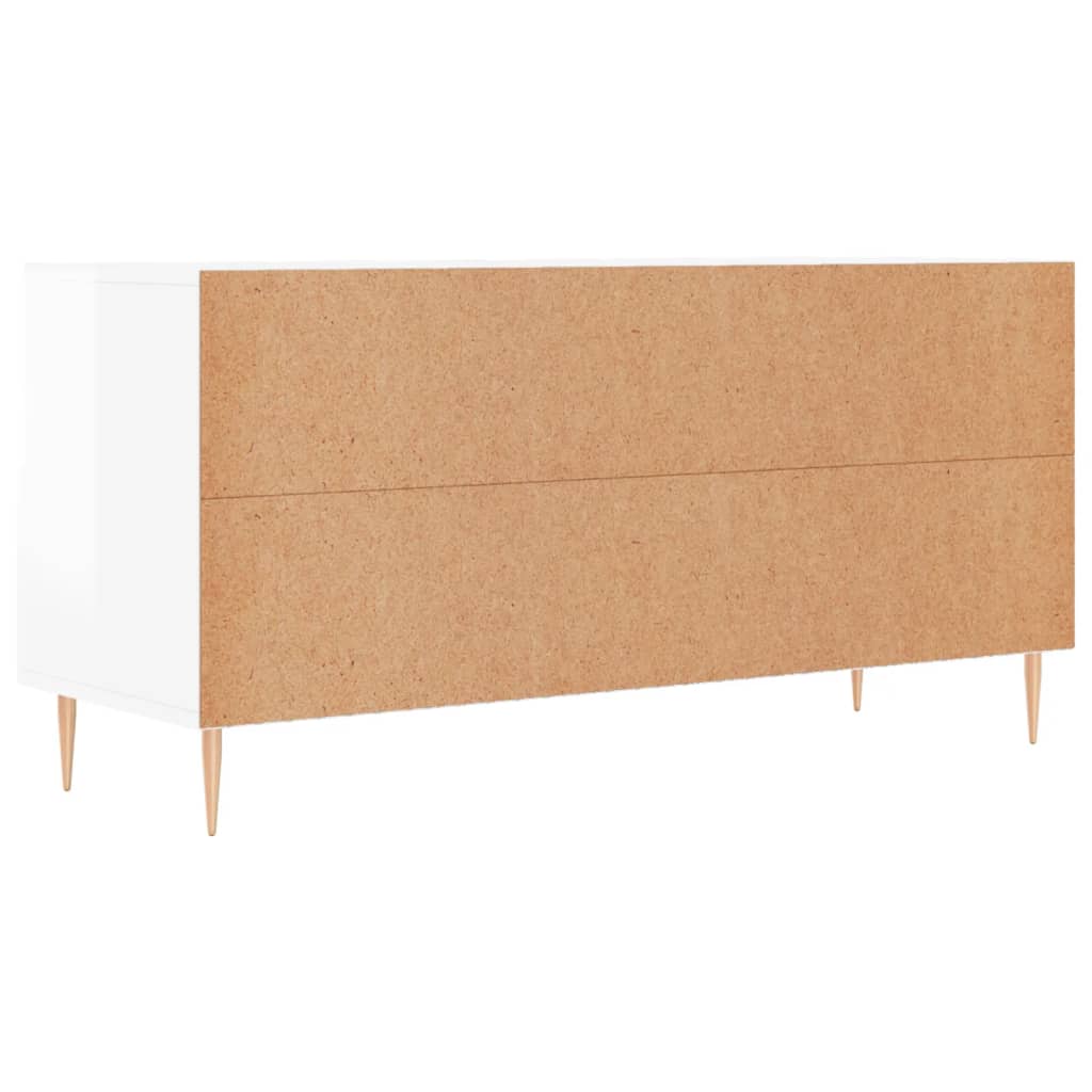fehér magasfényű szerelt fa TV-szekrény 102x36x50 cm