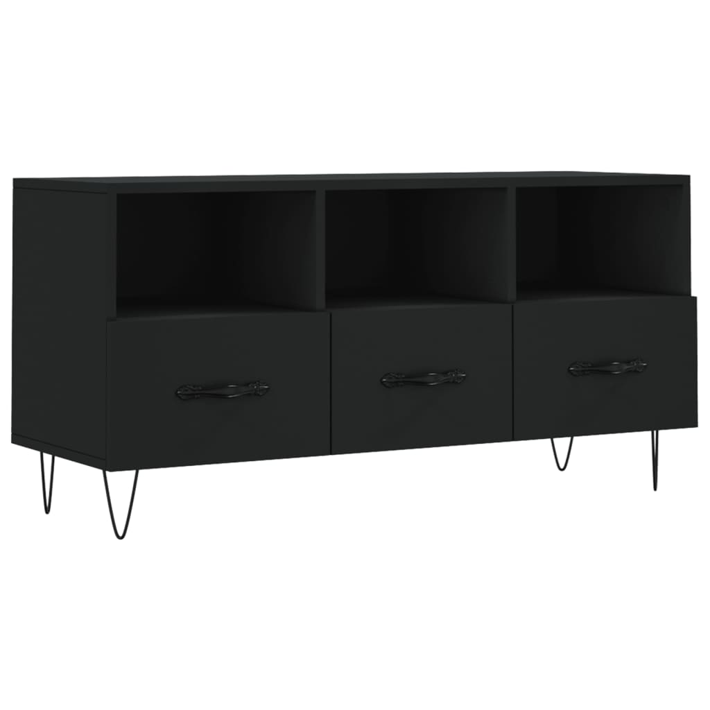fekete szerelt fa TV-szekrény 102 x 36 x 50 cm