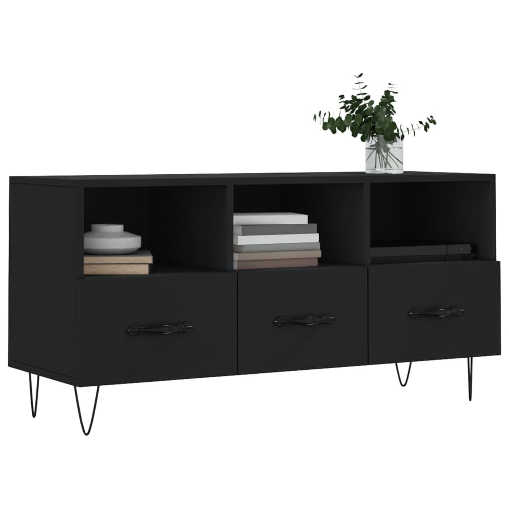 fekete szerelt fa TV-szekrény 102 x 36 x 50 cm
