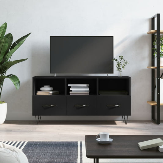 fekete szerelt fa TV-szekrény 102 x 36 x 50 cm