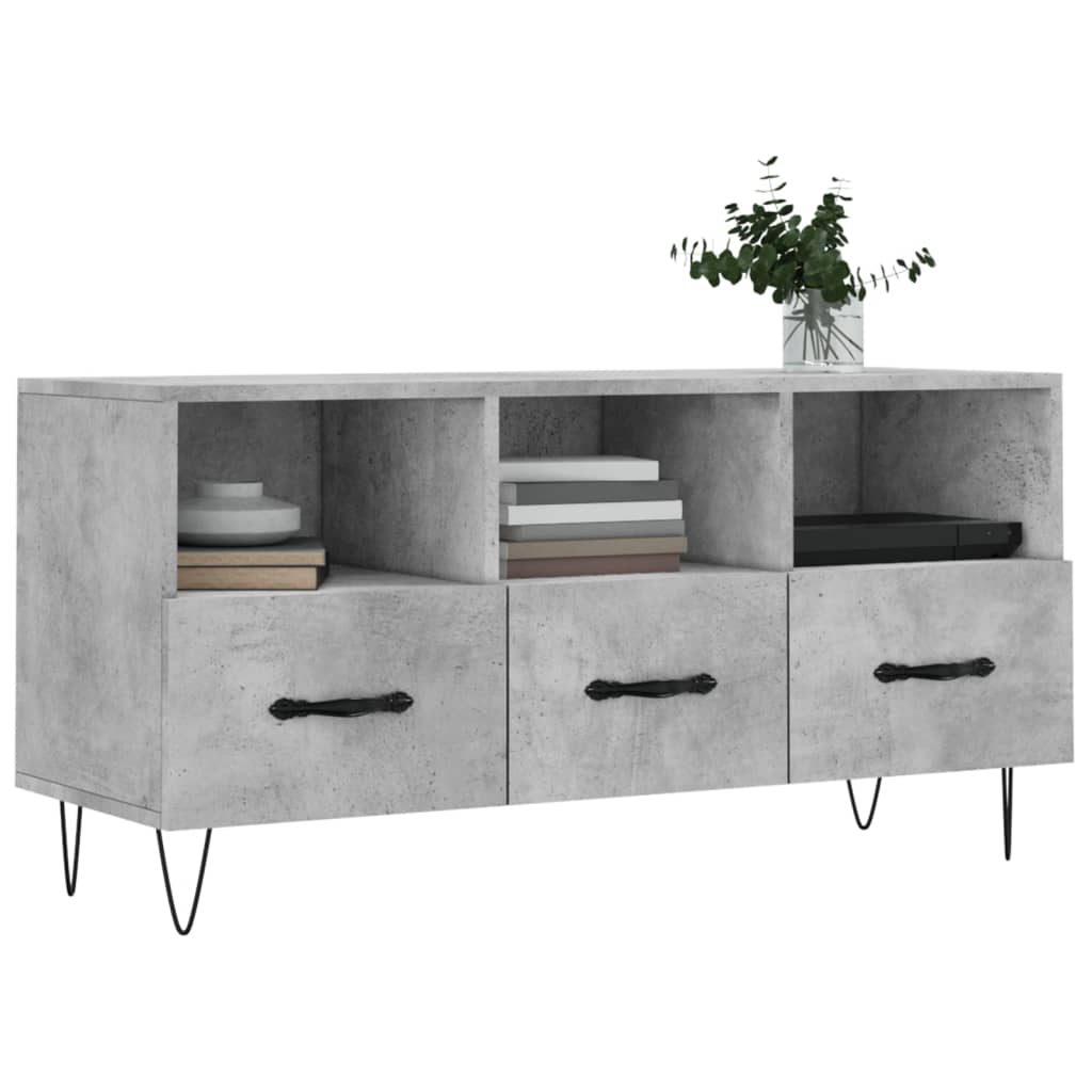 betonszürke szerelt fa TV-szekrény 102 x 36 x 50 cm