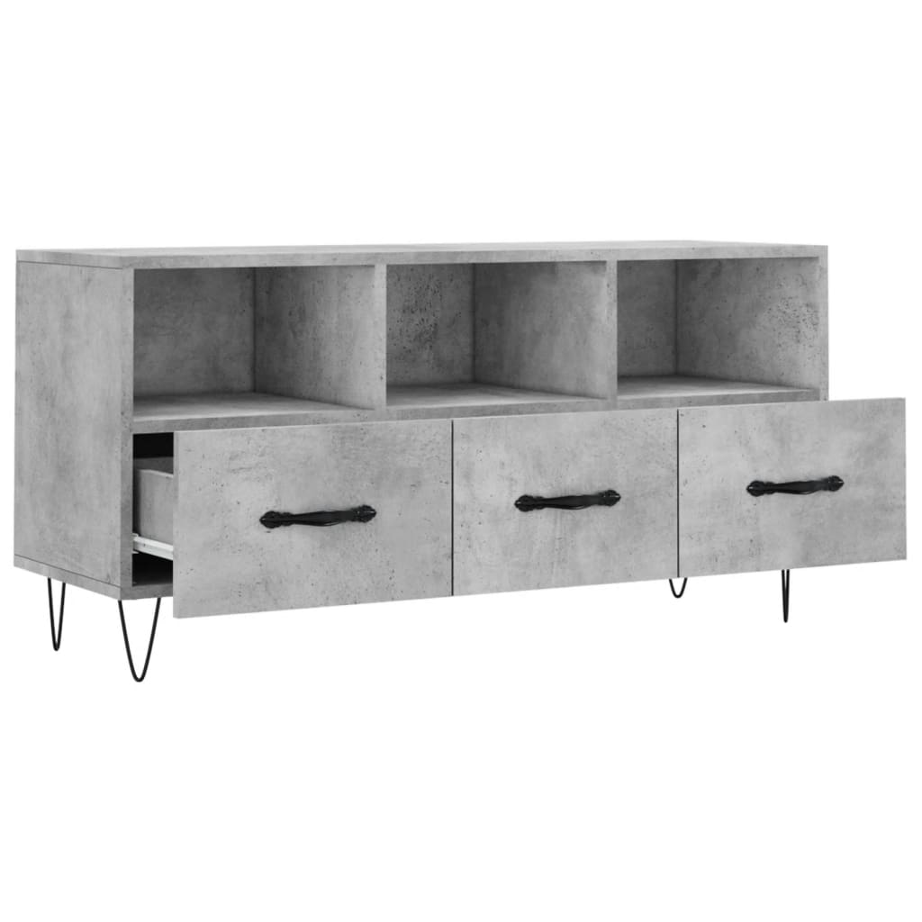 betonszürke szerelt fa TV-szekrény 102 x 36 x 50 cm