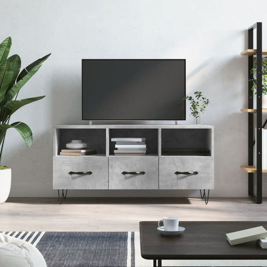betonszürke szerelt fa TV-szekrény 102 x 36 x 50 cm