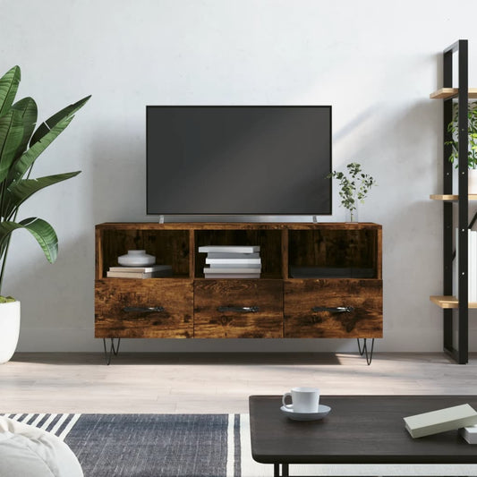 füstös tölgy színű szerelt fa TV-szekrény 102 x 36 x 50 cm