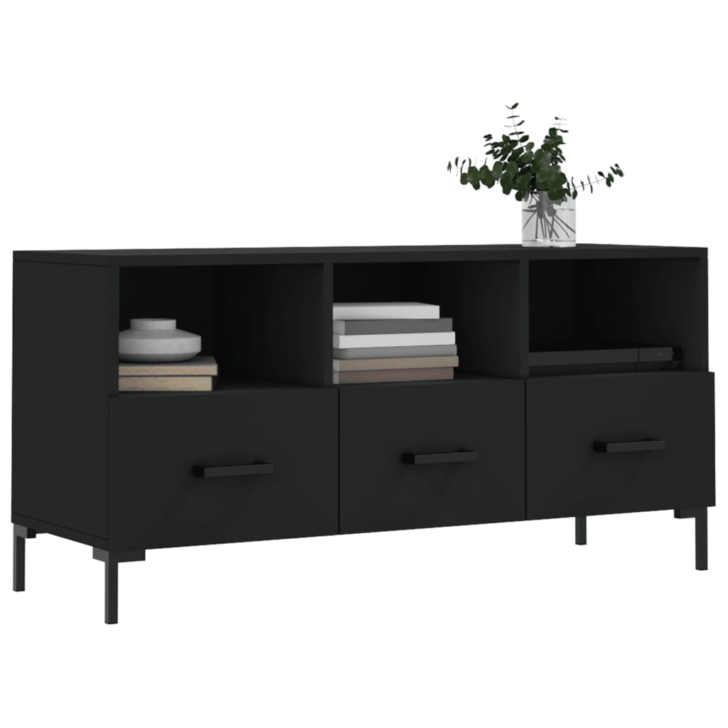 fekete szerelt fa TV-szekrény 102 x 36 x 50 cm
