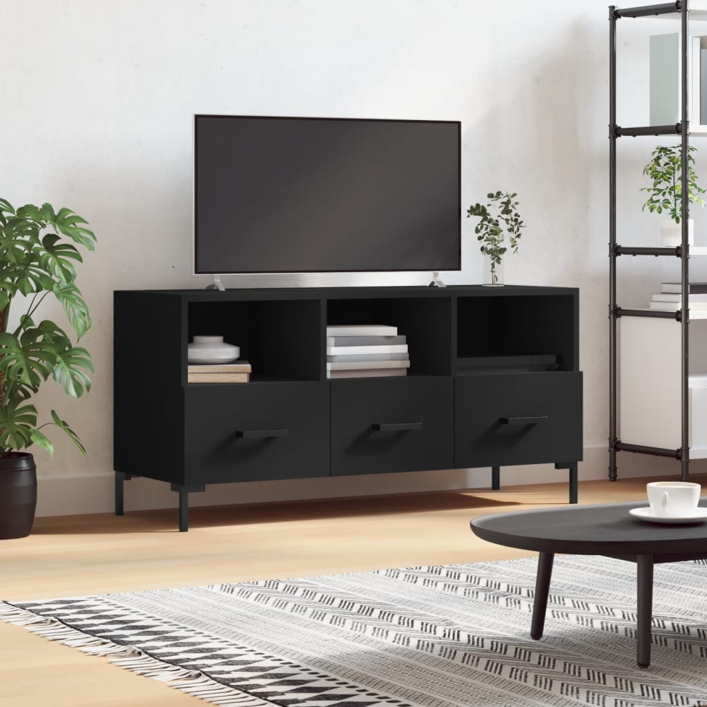 fekete szerelt fa TV-szekrény 102 x 36 x 50 cm