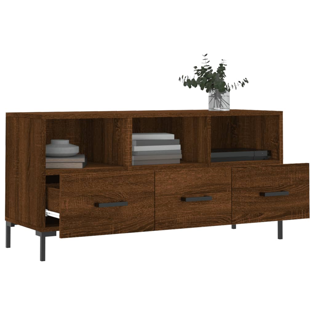 barna tölgy színű szerelt fa TV-szekrény 102 x 36 x 50 cm