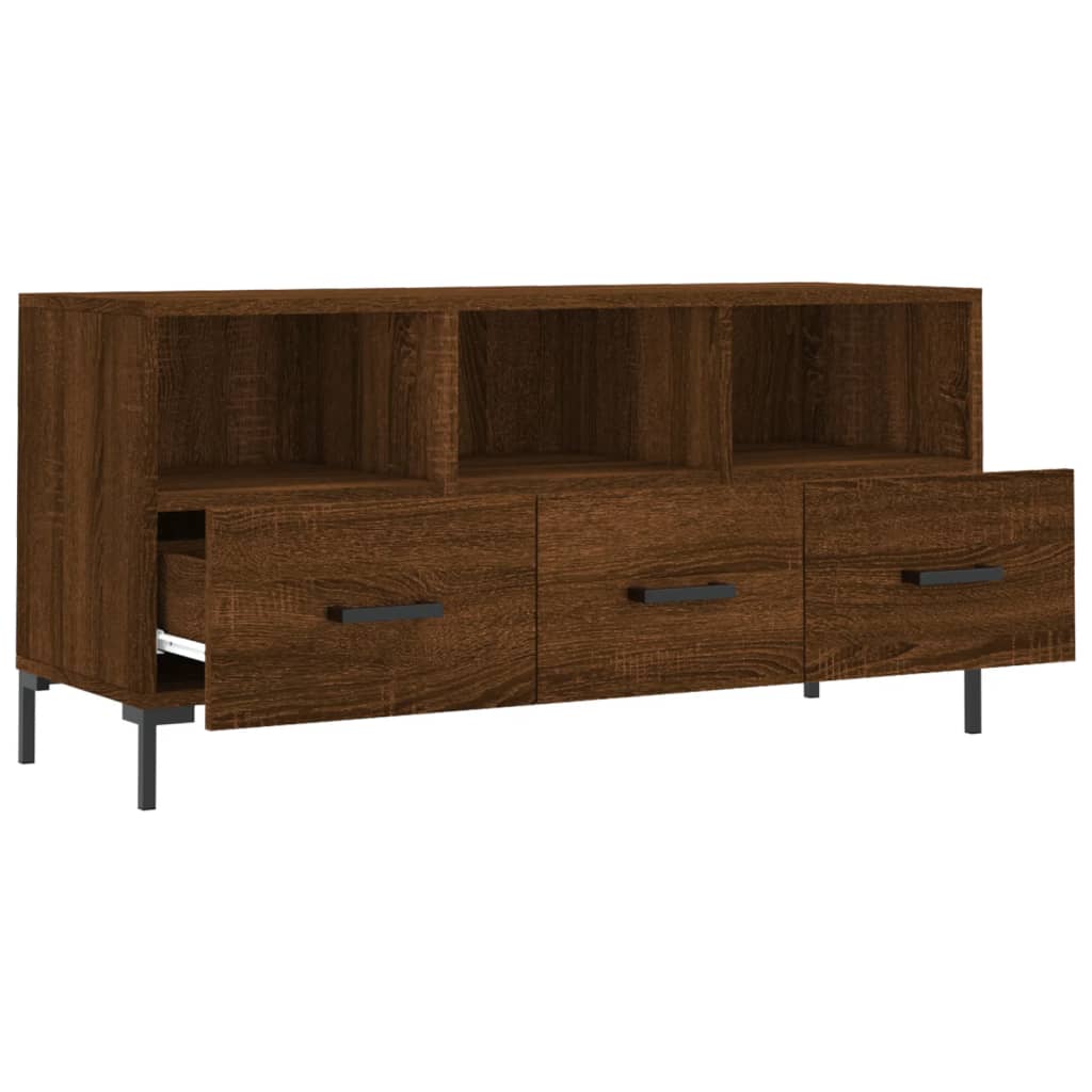 barna tölgy színű szerelt fa TV-szekrény 102 x 36 x 50 cm
