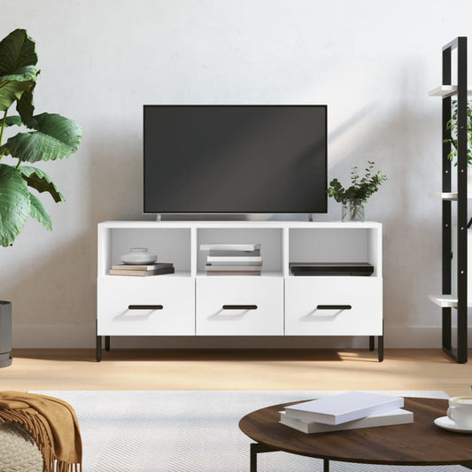 fehér szerelt fa TV-szekrény 102 x 36 x 50 cm