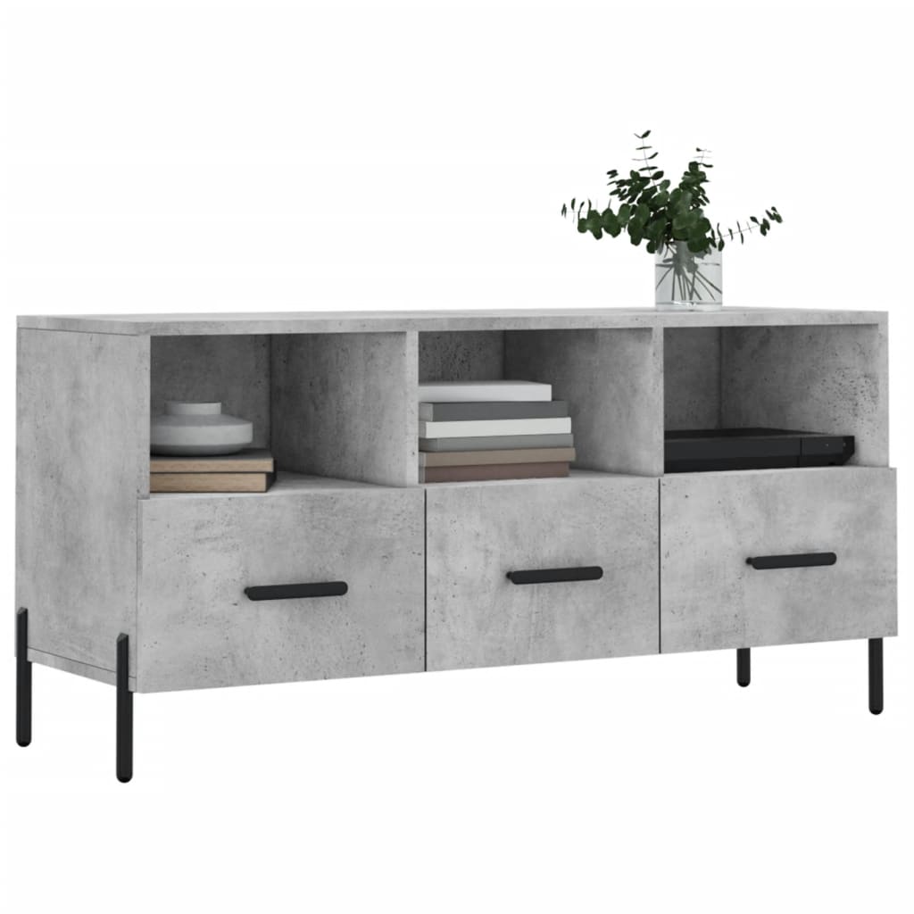 betonszürke szerelt fa TV-szekrény 102 x 36 x 50 cm