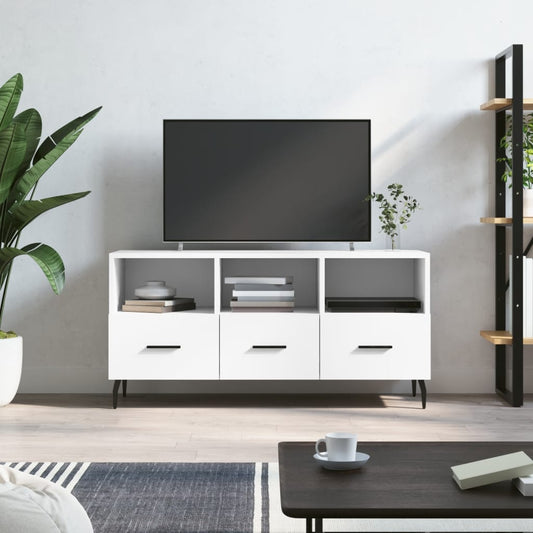 fehér szerelt fa TV-szekrény 102 x 36 x 50 cm