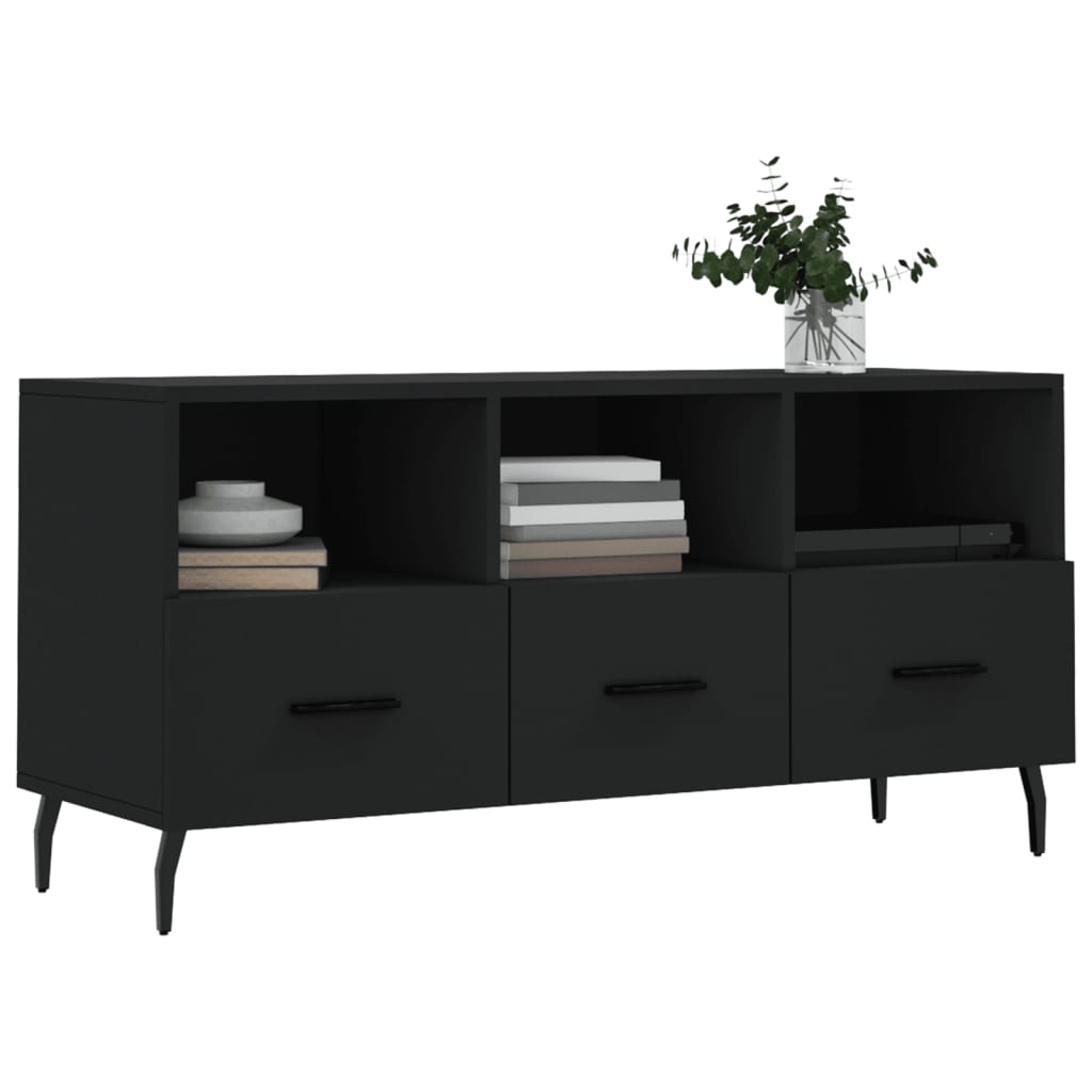 fekete szerelt fa TV-szekrény 102 x 36 x 50 cm
