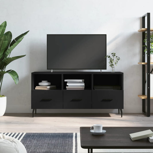 fekete szerelt fa TV-szekrény 102 x 36 x 50 cm