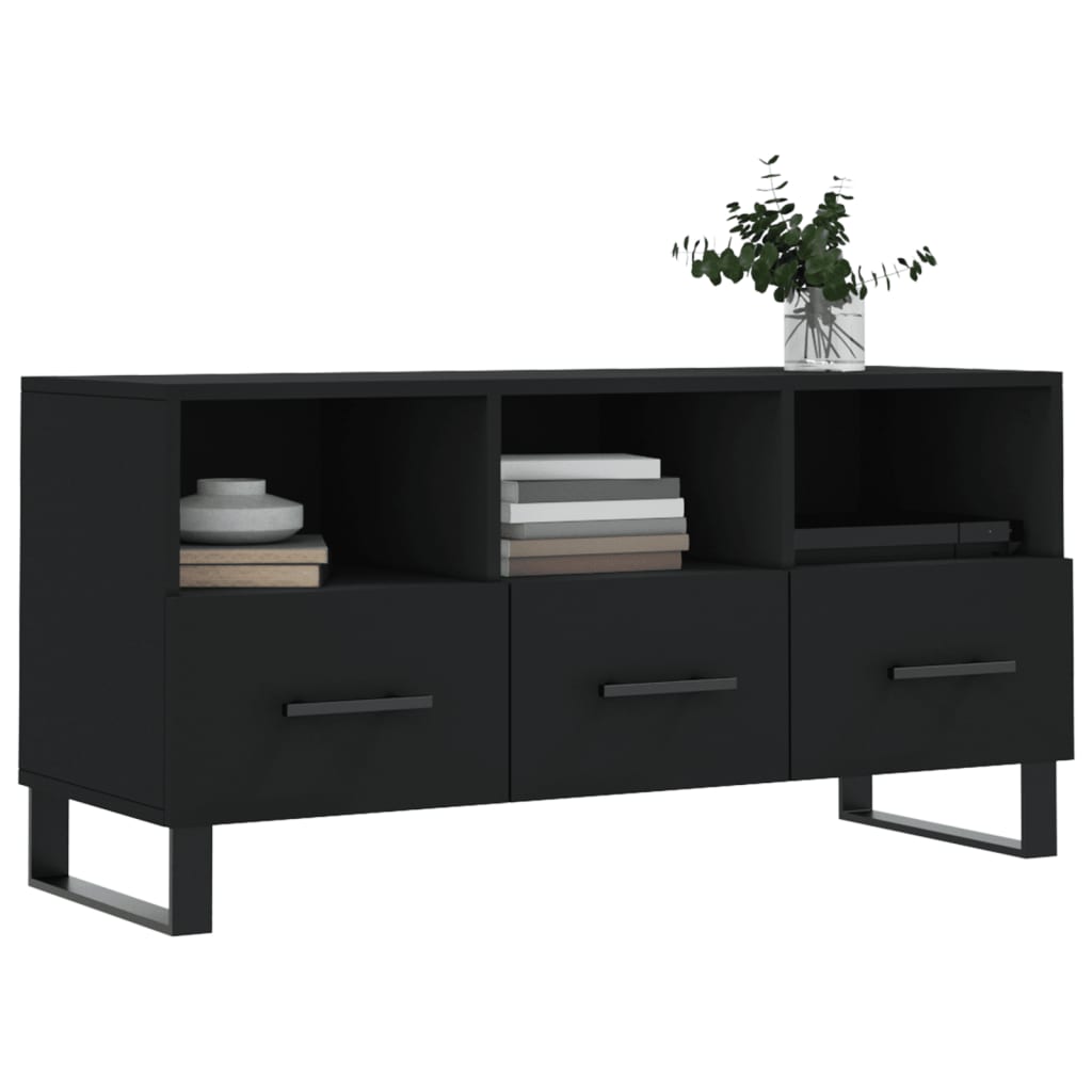 fekete szerelt fa TV-szekrény 102 x 36 x 50 cm