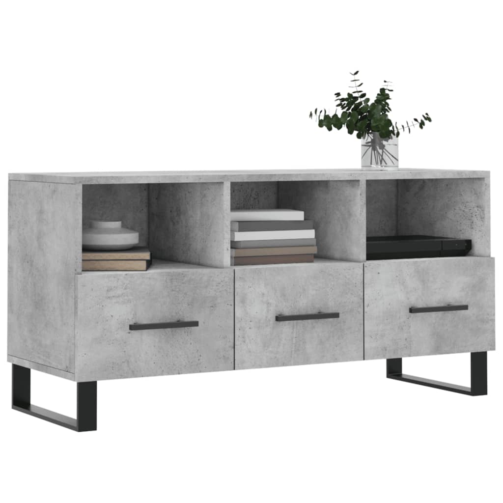 betonszürke szerelt fa TV-szekrény 102 x 36 x 50 cm
