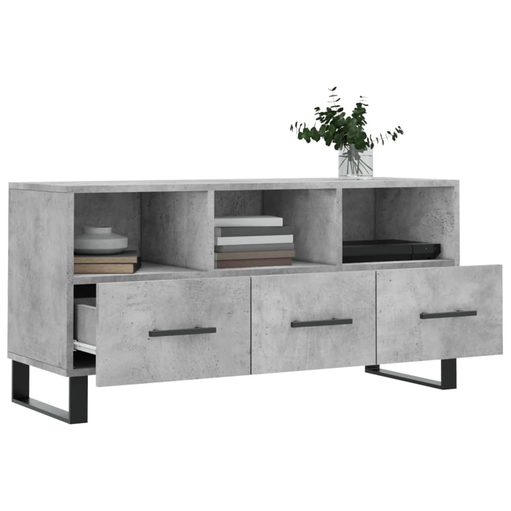betonszürke szerelt fa TV-szekrény 102 x 36 x 50 cm
