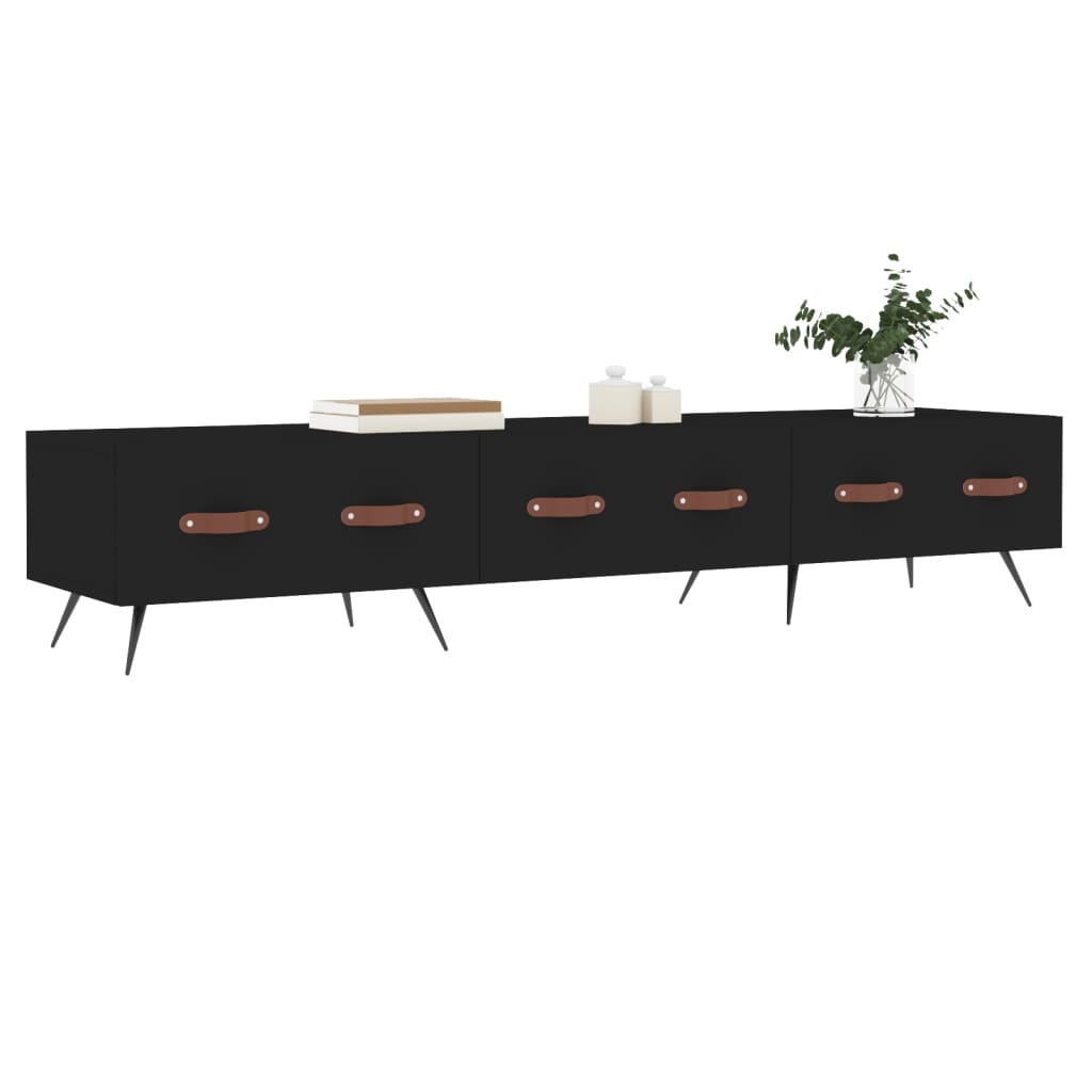 fekete szerelt fa TV-szekrény 150 x 36 x 50 cm
