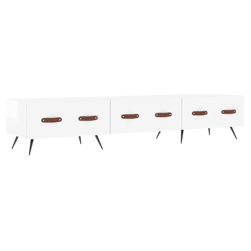 fehér magasfényű szerelt fa TV-szekrény 150x36x30 cm