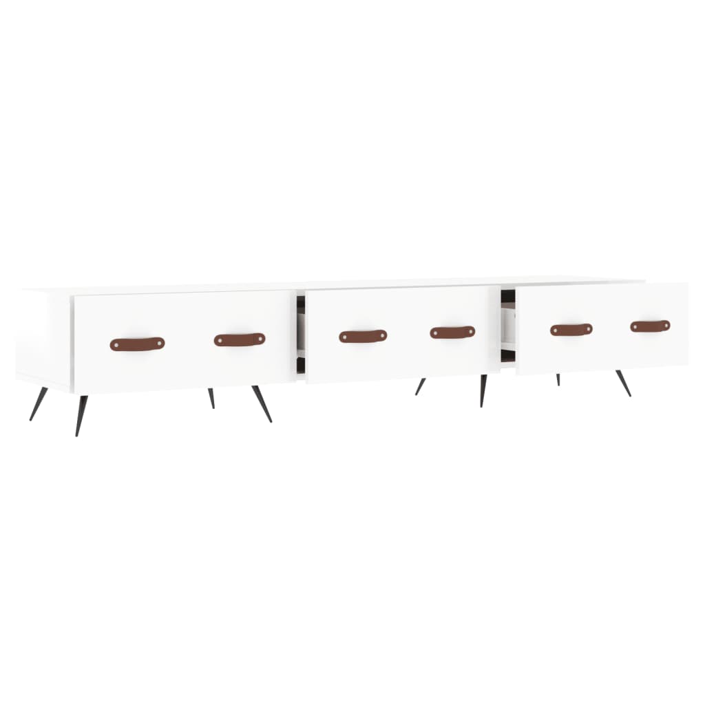 fehér magasfényű szerelt fa TV-szekrény 150x36x30 cm