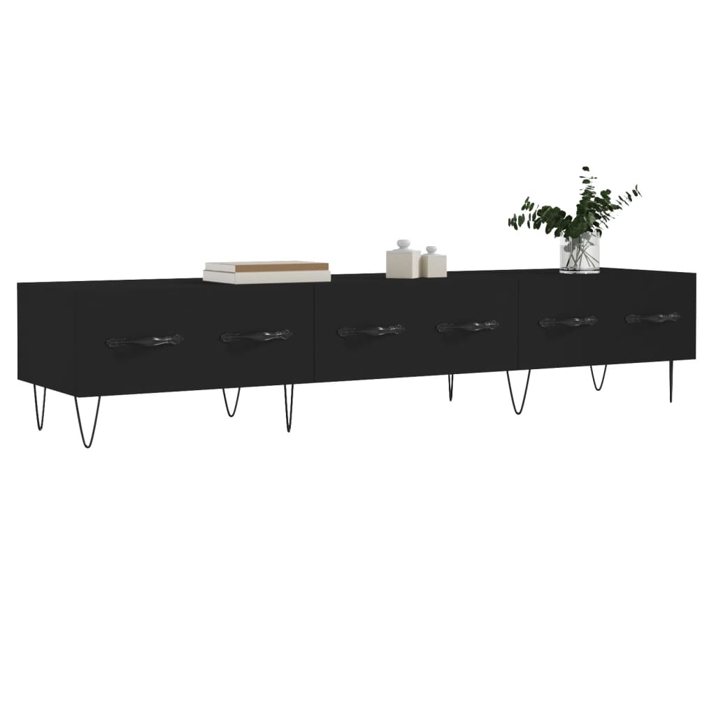 fekete szerelt fa TV-szekrény 150 x 36 x 50 cm