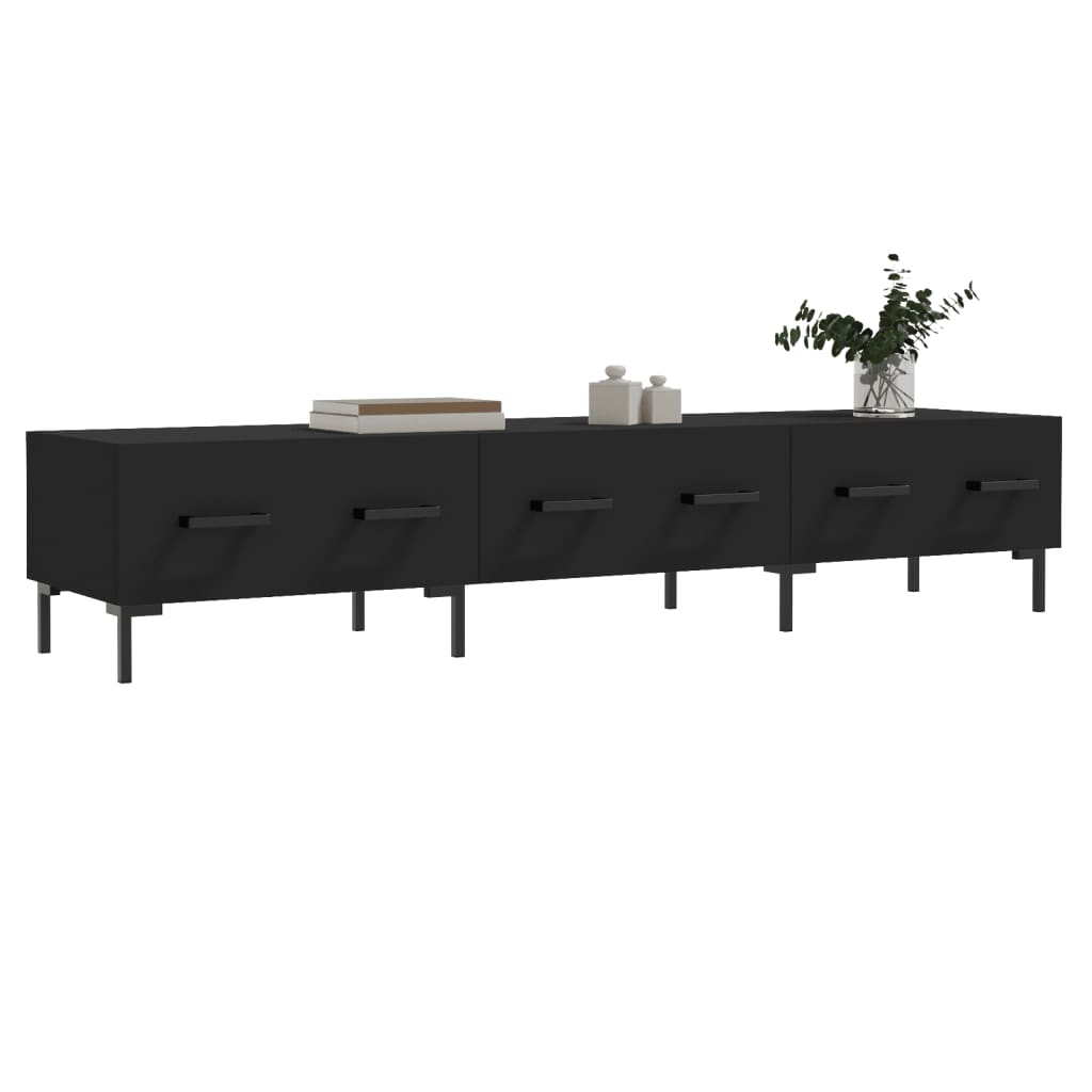 fekete szerelt fa TV-szekrény 150 x 36 x 50 cm