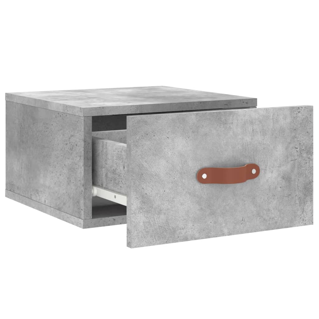 2 db betonszürke falra szerelhető éjjeliszekrény 35x35x20 cm