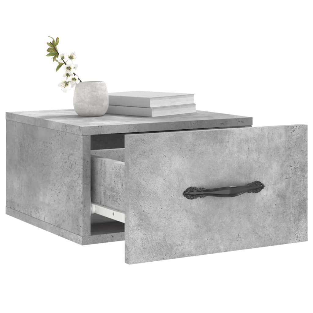 2 db betonszürke falra szerelhető éjjeliszekrény 35x35x20 cm
