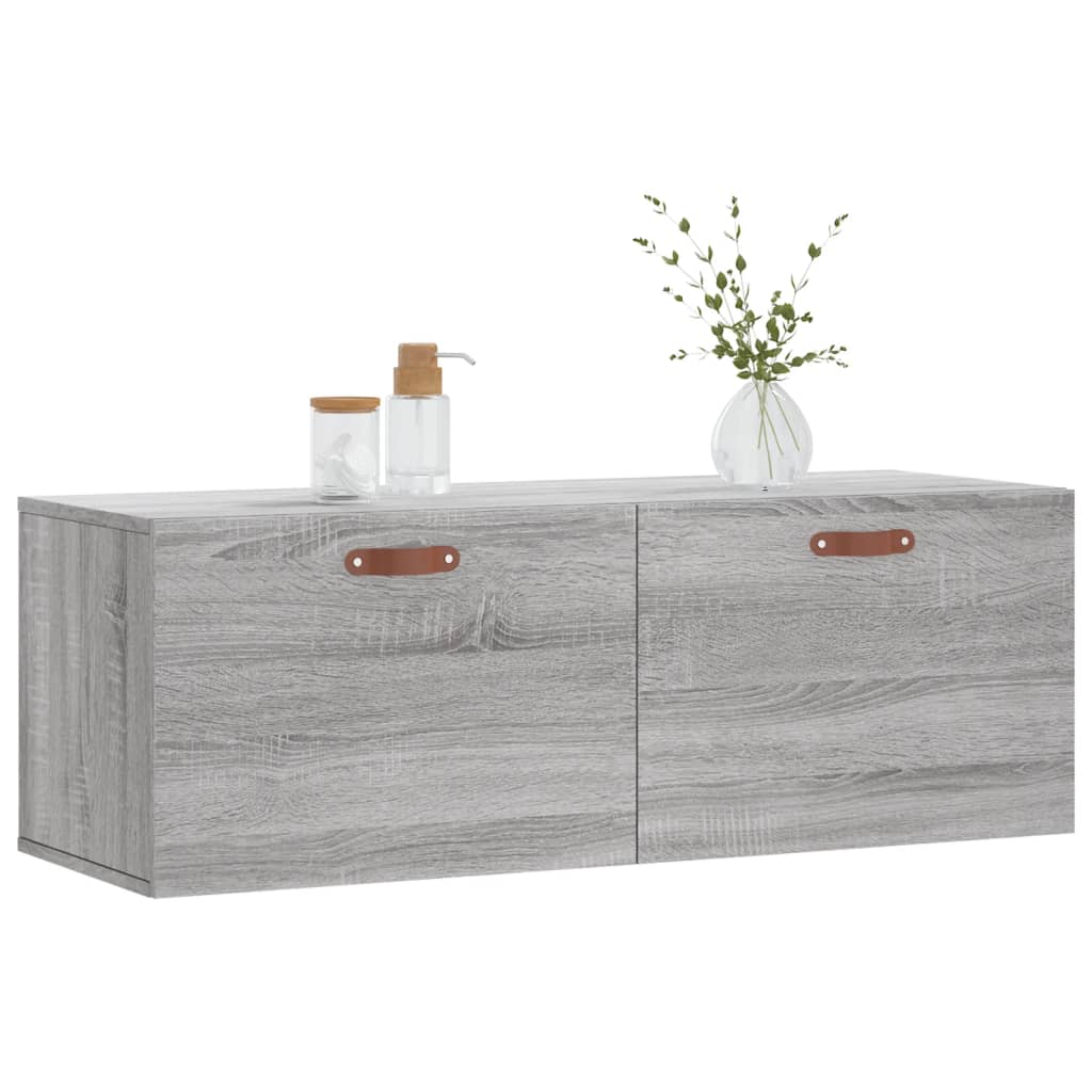 szürke sonoma színű szerelt fa faliszekrény 100 x 36,5 x 35 cm