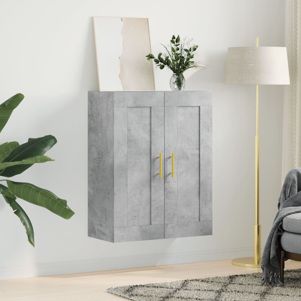 betonszürke szerelt fa fali szekrény 69,5 x 34 x 90 cm