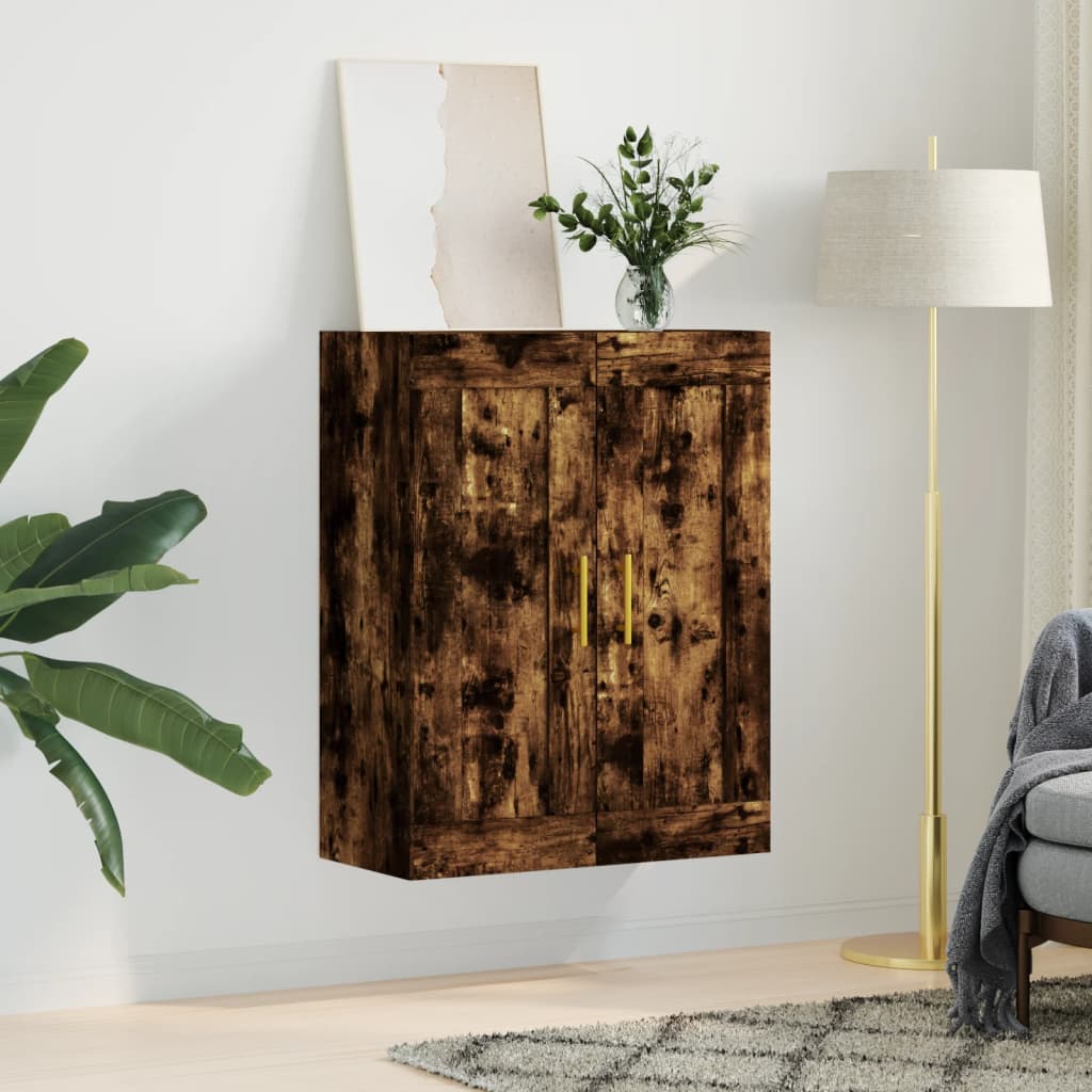 füstös tölgy szerelt fa fali szekrény 69,5 x 34 x 90 cm