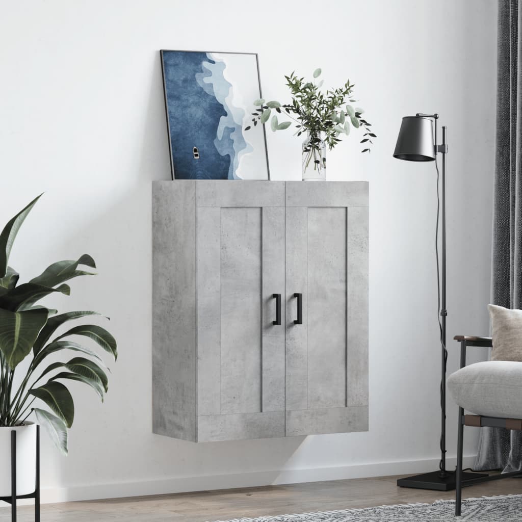 betonszürke szerelt fa fali szekrény 69,5 x 34 x 90 cm