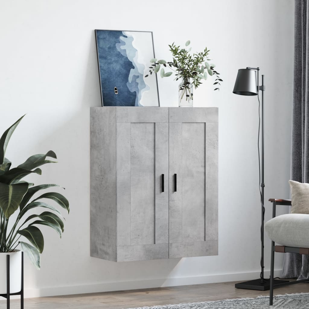 betonszürke szerelt fa fali szekrény 69,5 x 34 x 90 cm
