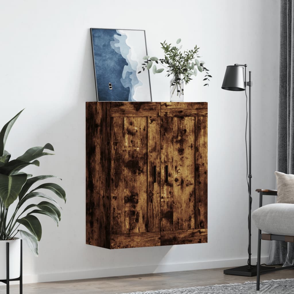füstös tölgy szerelt fa fali szekrény 69,5 x 34 x 90 cm