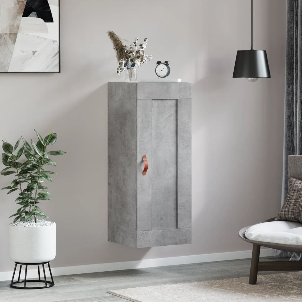 betonszürke szerelt fa fali szekrény 34,5x34x90 cm