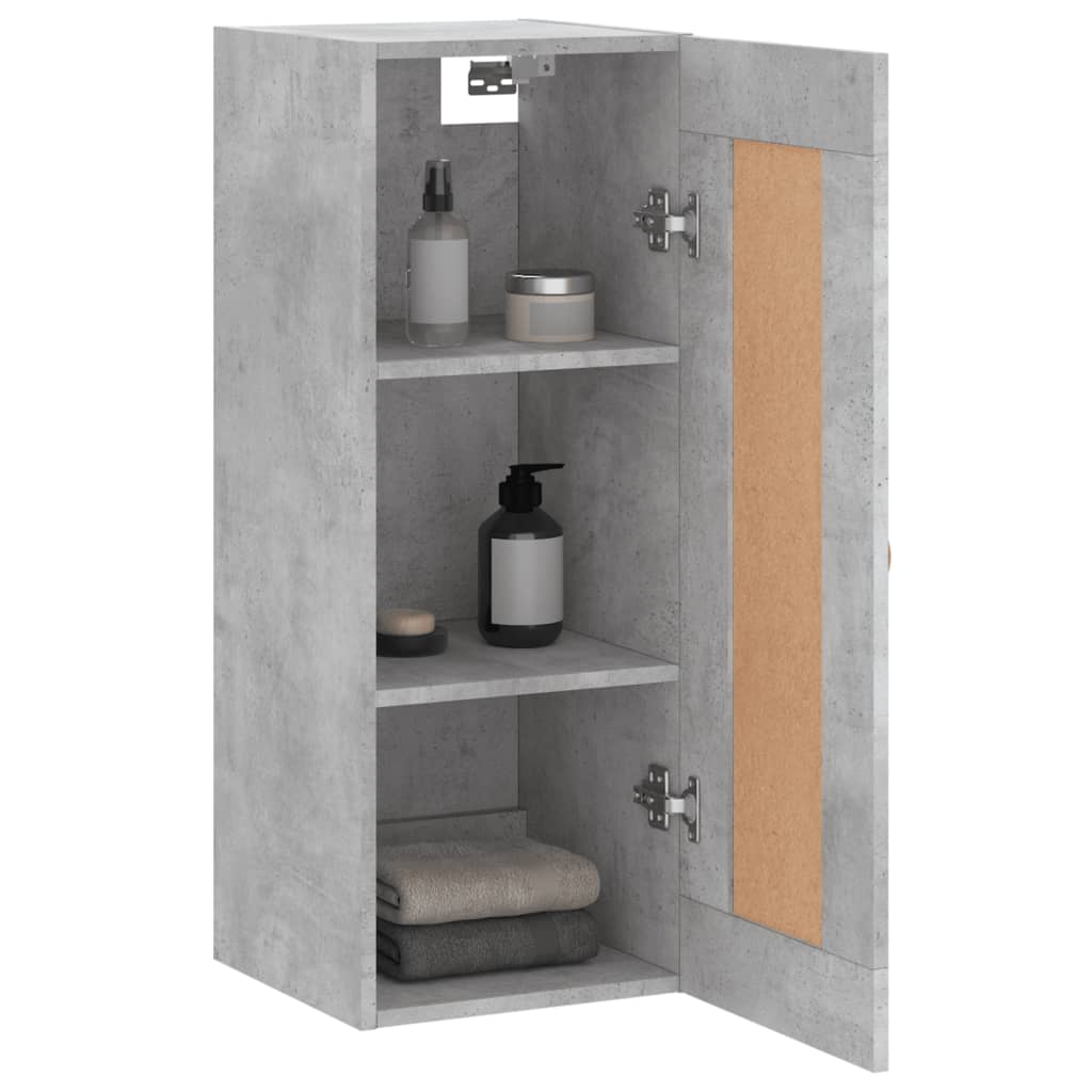 betonszürke szerelt fa fali szekrény 34,5x34x90 cm