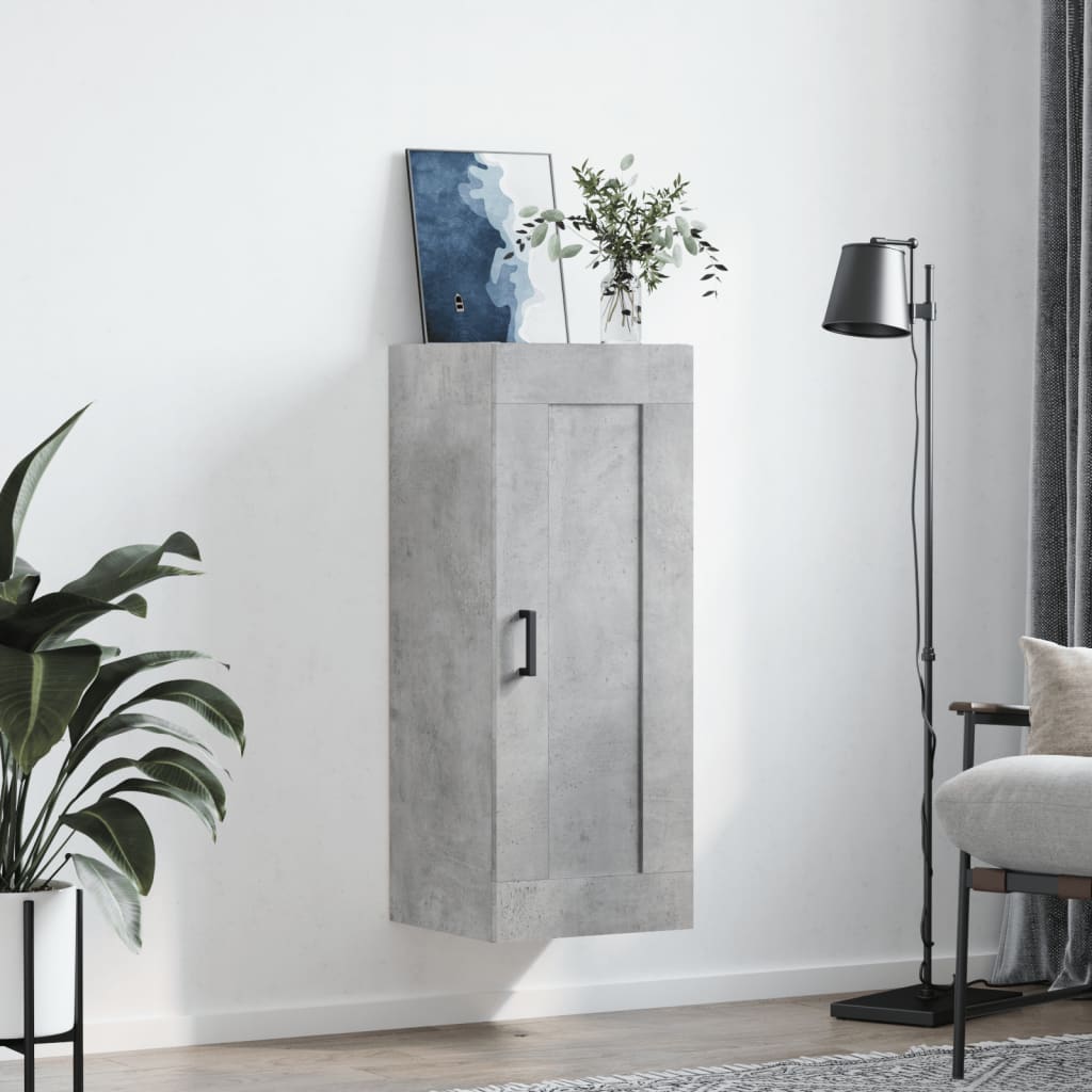 betonszürke szerelt fa fali szekrény 34,5x34x90 cm