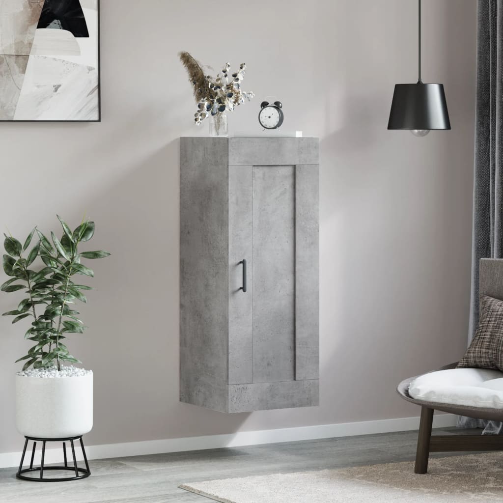 betonszürke szerelt fa fali szekrény 34,5x34x90 cm