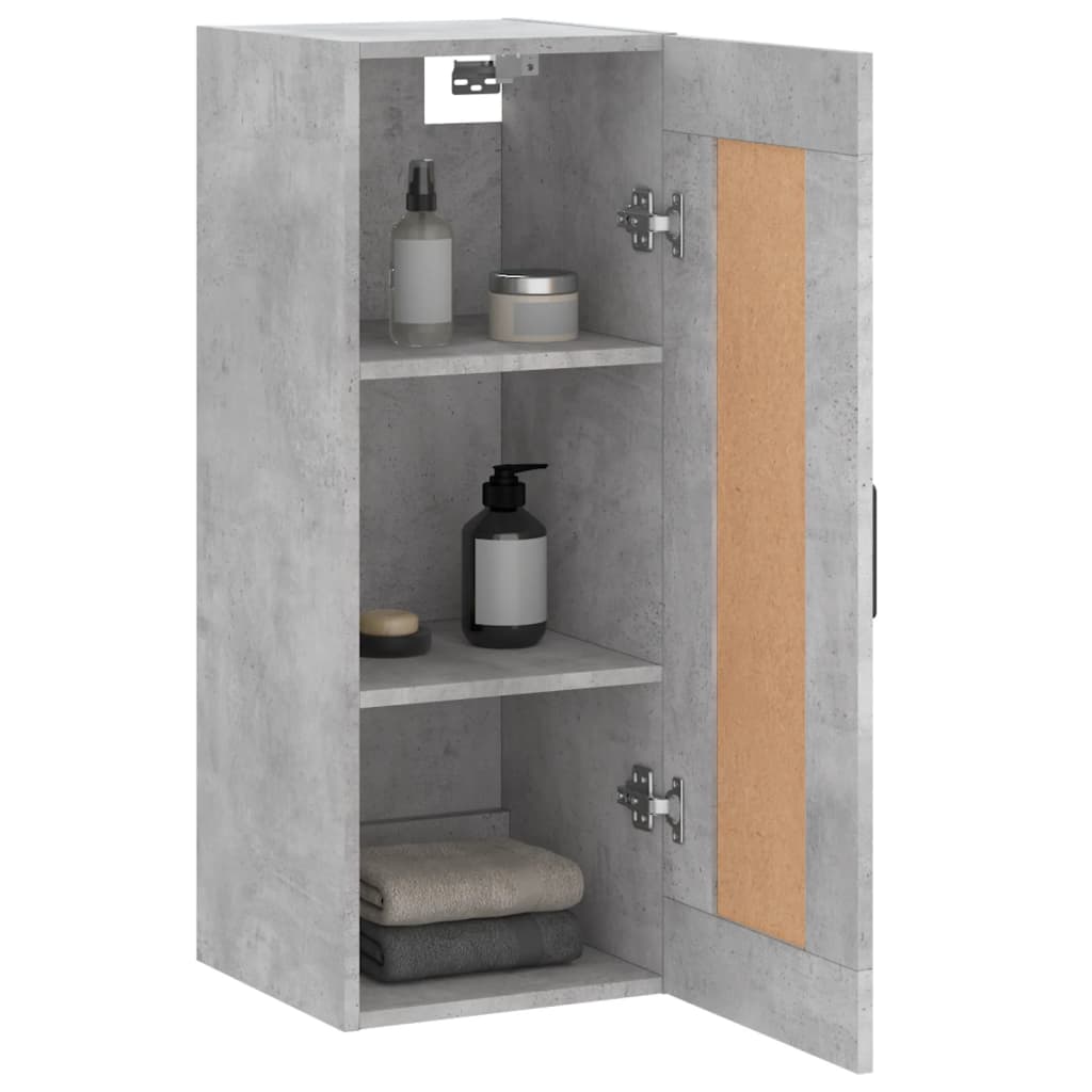 betonszürke szerelt fa fali szekrény 34,5x34x90 cm