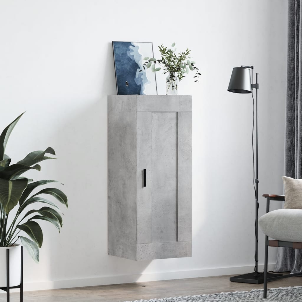 betonszürke szerelt fa fali szekrény 34,5x34x90 cm