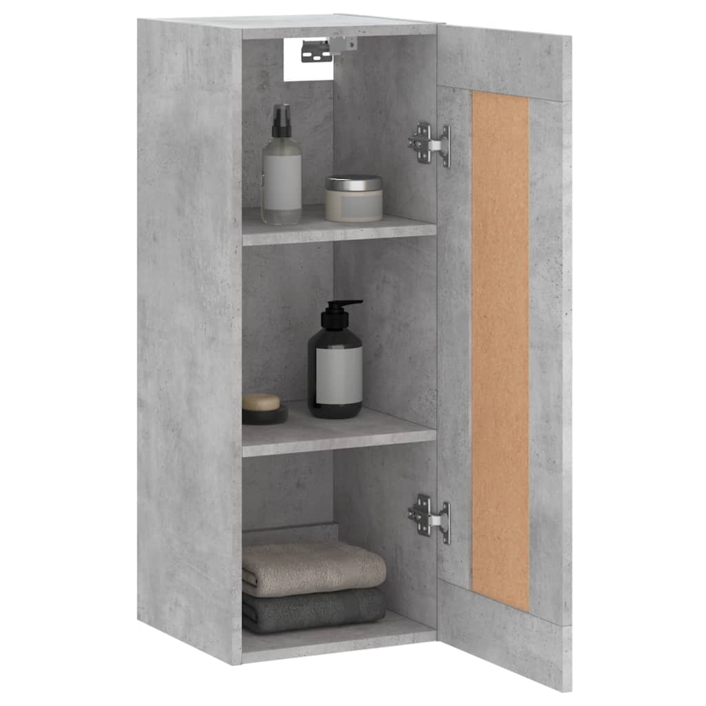 betonszürke szerelt fa fali szekrény 34,5x34x90 cm