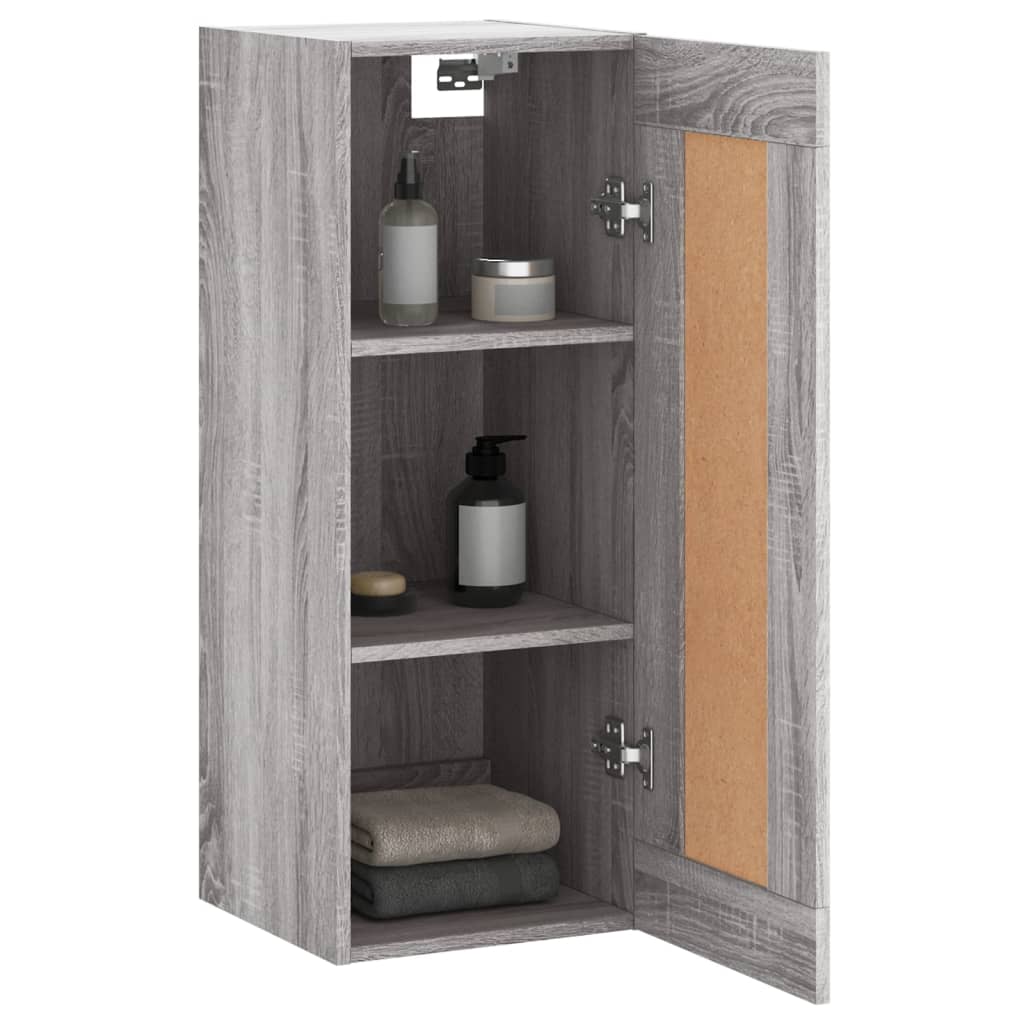 szürke sonoma szerelt fa fali szekrény 34,5x34x90 cm
