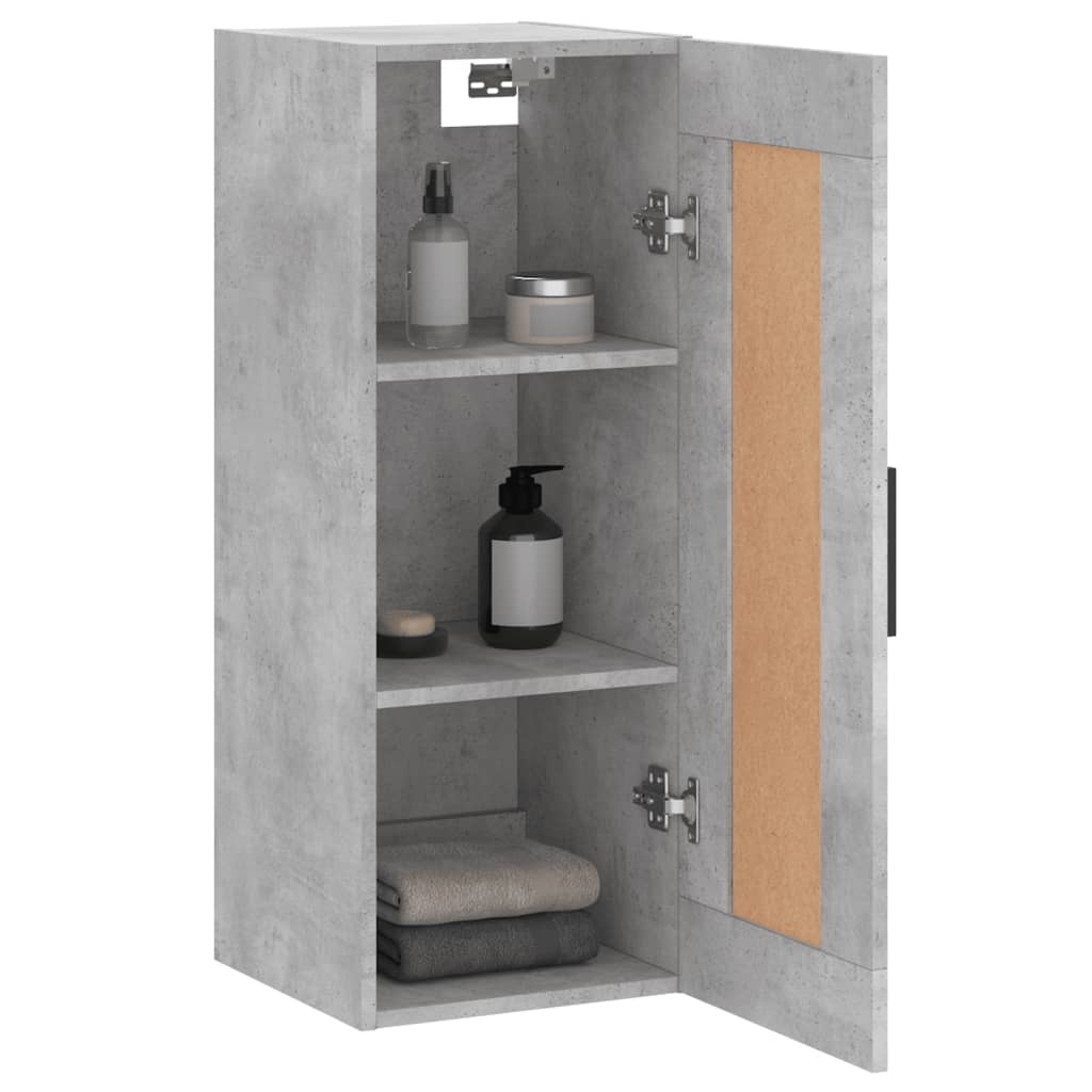 betonszürke szerelt fa fali szekrény 34,5x34x90 cm
