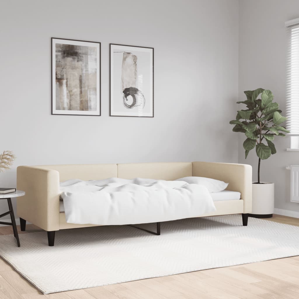 krémszínű szövet kanapéágy 90 x 200 cm
