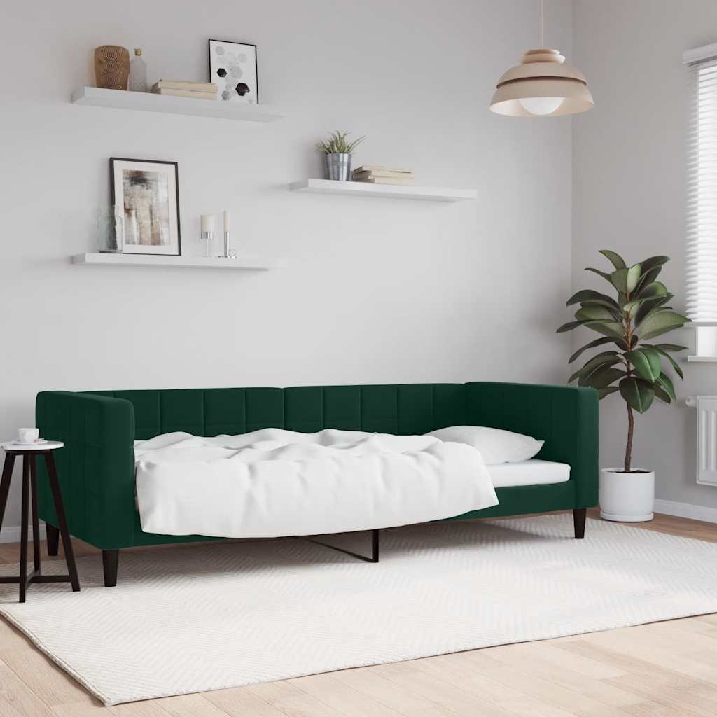 sötétzöld bársony kanapéágy 80 x 200 cm