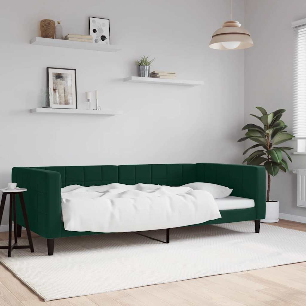 sötétzöld bársony kanapéágy keret 100 x 200 cm