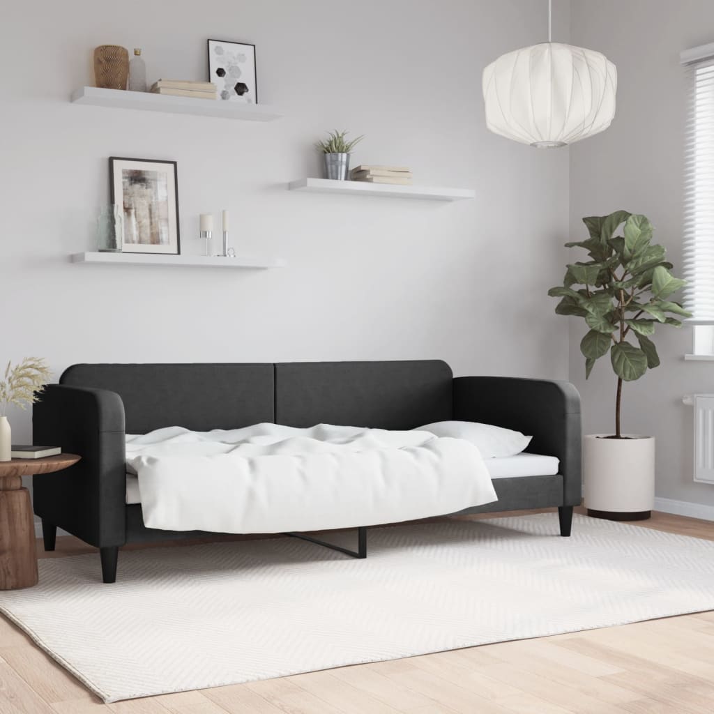fekete szövet kanapéágy 80 x 200 cm